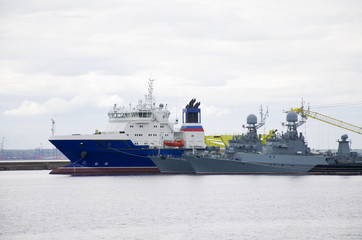 The military ships in Kronstadt Russia

