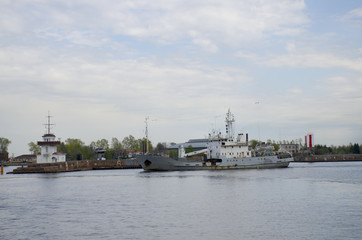The military ships in Kronstadt Russia



