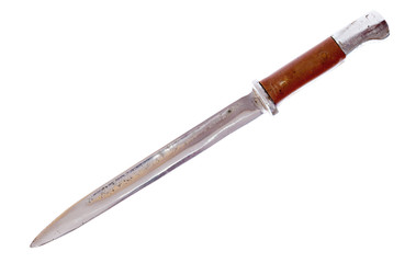 Old Rifle Bayonet Knife Dagger isolated on white.