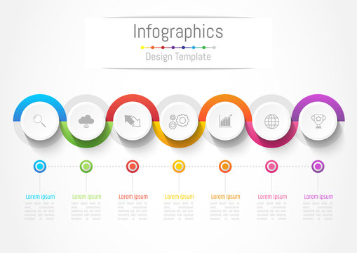 Infographic design elements for your business with 7 options, parts, steps or processes, Vector Illustration.