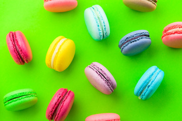 scattered colorful macaroons
