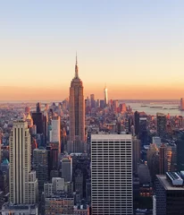 Photo sur Plexiglas Empire State Building New York skyline at sunset from Top of the Rock, Rockefeller Center in Manhattan
