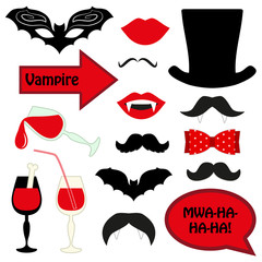 Cute set of halloween vampire photo booth props