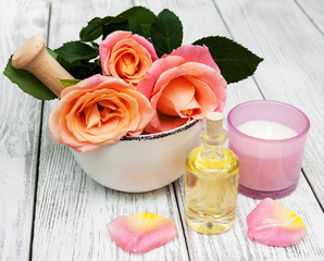 Spa concept with pink roses