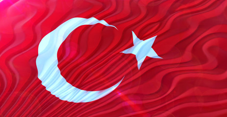 turkey flag of silk. turkey flag blowing in the wind. Background texture.