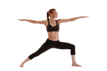 Fototapeta premium Fitness model exercising studio shot