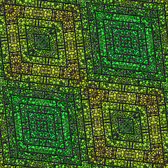 3d illustration - abstrakt kaleidoskop grün gelb