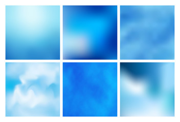 Set of blue abstract colorful blurred vector backgrounds