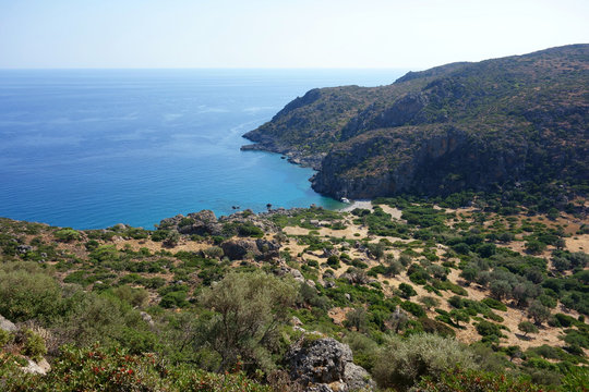 Coastline between Paleochoras and Lisos, E4 European long distance hiking path, Crete, Greece