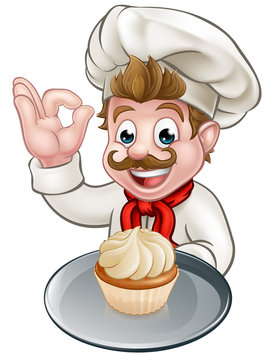 Cartoon Baker or Pastry Chef