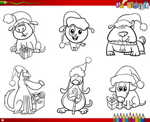 dogs on Christmas set coloring book