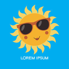 Cartoon  sun in glasses