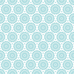 Retro Seamless Pattern Flowers Turquoise
