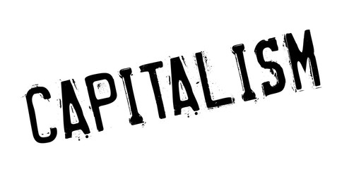 Capitalism rubber stamp. Grunge design with dust scratches. Effects can be easily removed for a clean, crisp look. Color is easily changed.