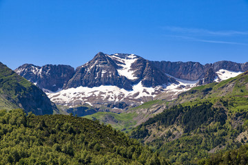 Fototapeta na wymiar Mountain ridge at the Spanish Pyrenees seen from Panticosa, Huesca, Alto Gallego, Aragon