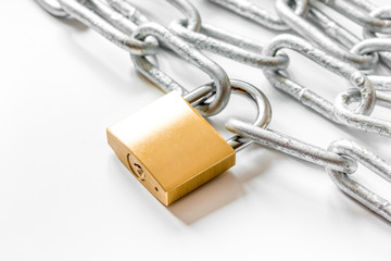 concept data protection metal chain on white background