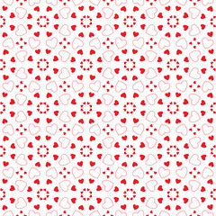 Romantic red background of hearts. Wrapping paper. Pattern for fabric