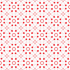 Romantic red background of hearts. Wrapping paper. Pattern for fabric