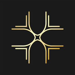 Golden ornamental abstract vintage logo on dark background. Template for design