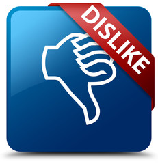 Dislike blue square button red ribbon in corner