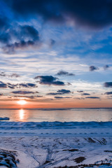 Lake Michigan Ufer im Winter