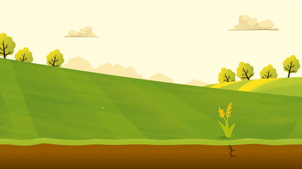 Agriculture and Farming landscape view. Agrotourism. Agribusiness. Rural landscape. Design elements for info graphic, websites and print media. Vector illustration - 165068683