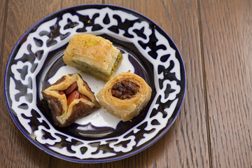 Oriental sweets, baklava with nuts