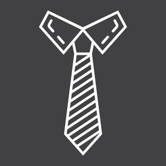 Tie line icon, business and necktie, vector graphics, a linear pattern on a black background, eps 10.