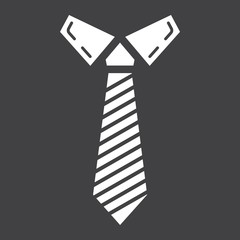 Tie solid icon, business and necktie, vector graphics, a glyph pattern on a black background, eps 10.