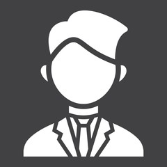 Businessman solid icon, business and person, vector graphics, a glyph pattern on a black background, eps 10.