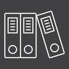 Binders line icon, business and folder, vector graphics, a linear pattern on a black background, eps 10.