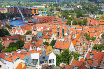 Fototapeta na wymiar Aerial view of the old town in Gdansk, Poland