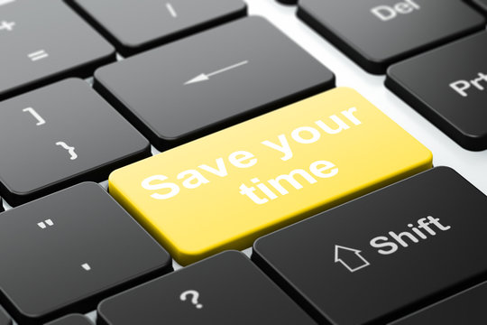 Time Concept: Save Your Time On Computer Keyboard Background