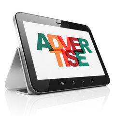 Advertising concept: Tablet Computer with Advertise on  display