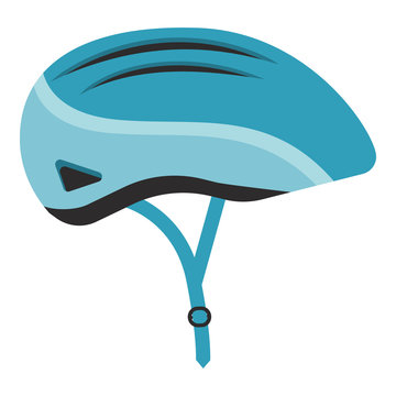Blue Bicycle Helmet Isolated On A White Background. Vector.