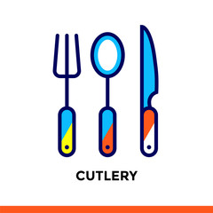 Stroke line icon CUTLERY of bakery, cooking. Vector modern flat pictogram for mobile application and web design