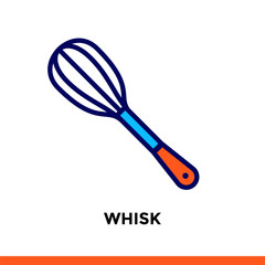 Stroke line icon WHISK of bakery, cooking. Vector modern flat pictogram for mobile application and web design