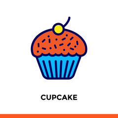 Outline CUPCAKE icon. Vector pictogram suitable for print, website and presentation