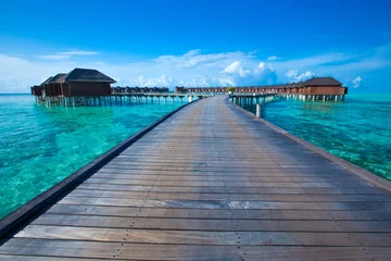 Fotobehang tropical Maldives island with beach © Pakhnyushchyy