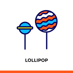 Linear icon LOLLIPOP of bakery, cooking. Pictogram in outline style. Suitable for mobile apps, websites and design templates