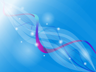 Bright futuristic blue, purple background with circles, waves, strings and lines.
