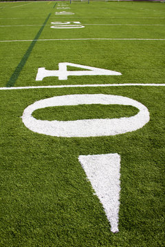 40 yard line of a football field