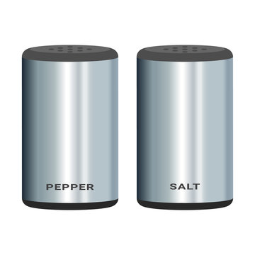 Salt Pepper Shakers Isolated On A White Background. Illustration.