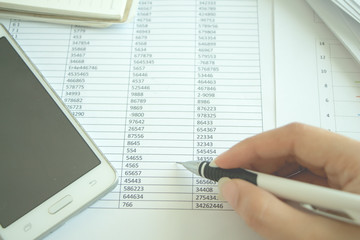 Woman using smart phone work business. 