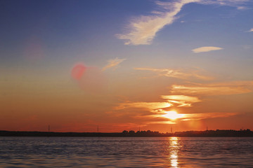The sun set over Lake Liepāja