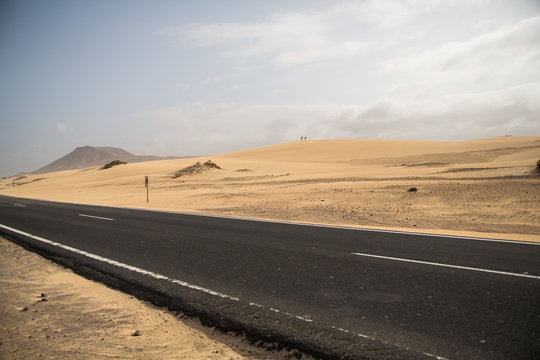 Road in Corralejo, Spain, island Fuerteventura