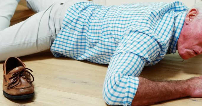 Senior man fallen down from stairs