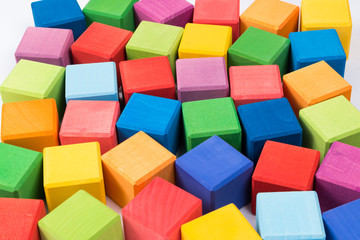 Fototapeta na wymiar Blank colorful wood blocks. Baby block toys