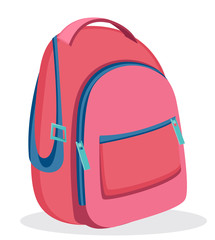 Pink backpack for school. Modern rucksack. Vector illustration isolated on white background