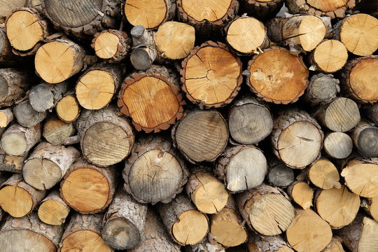 Stacked firewood backgroung